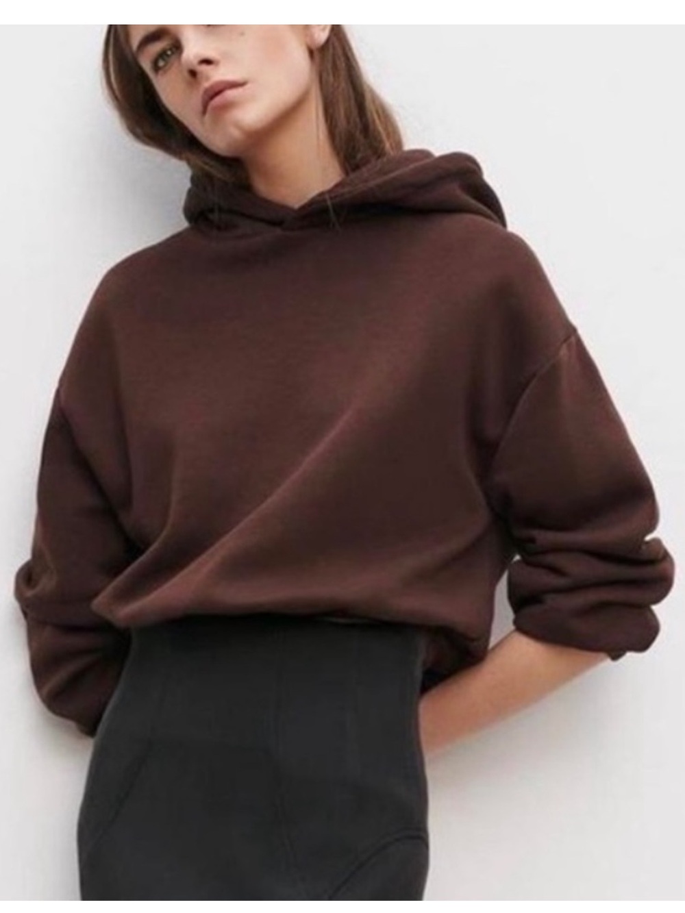 Zara Brown Cropped Hoodie